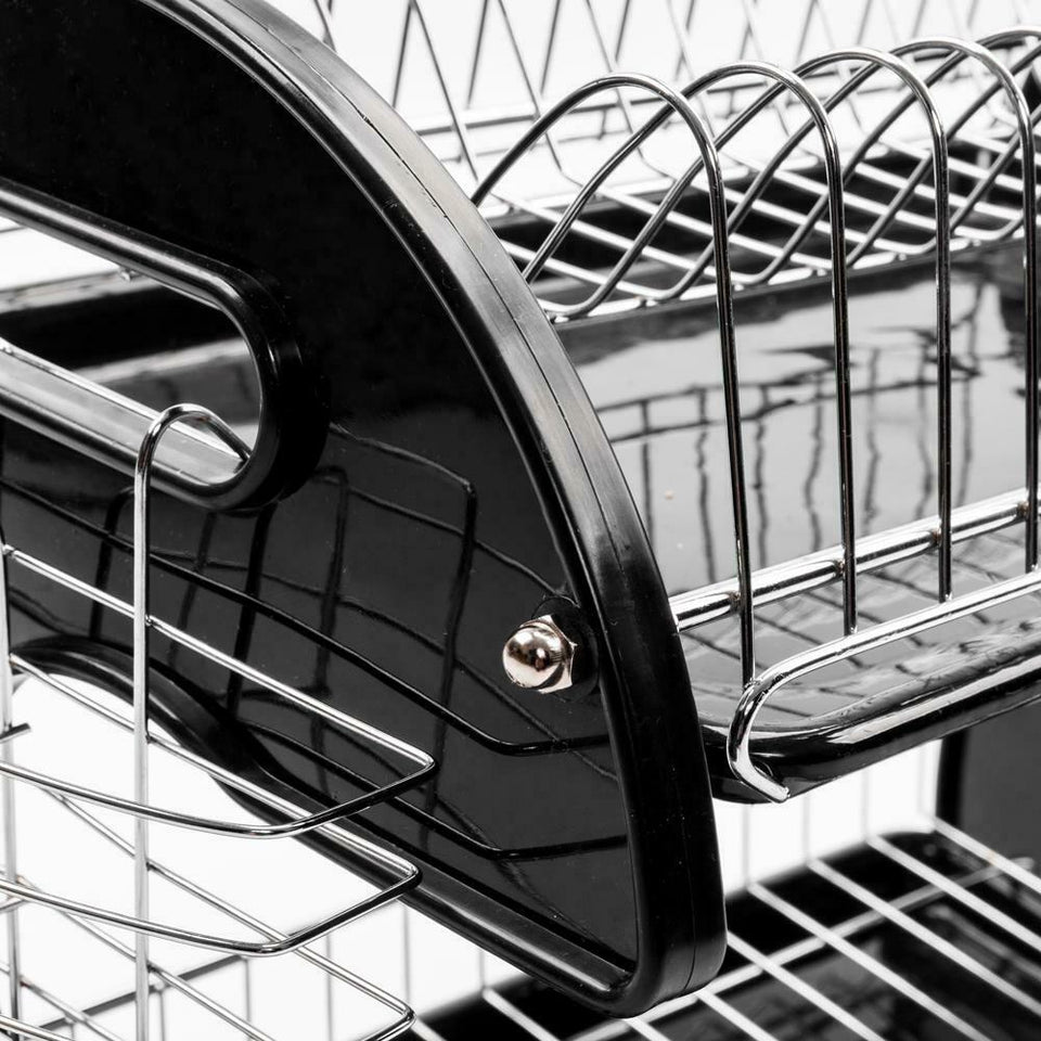 2-Tier Dish Drying Rack Stainless Steel Drainer Kitchen Storage Space Saver NEW