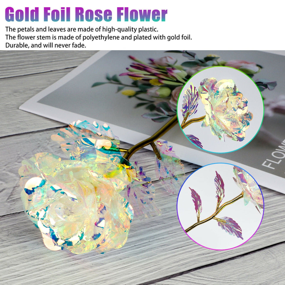 10X Galaxy Artificial Rose Flower Gold Plated Foil Valentine's Birthday Day Gift 608374483636