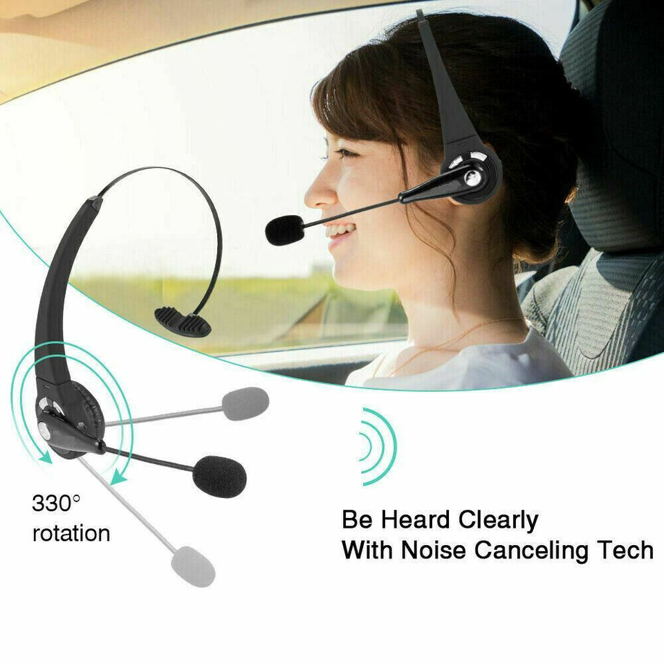 Wireless Headset Truck Driver Noise Cancelling Over-Head Bluetooth Headphones US