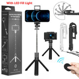 Extendable LED Selfie Stick Tripod Wireless Remote Stand Fr iPhone 12 13 Pro Max