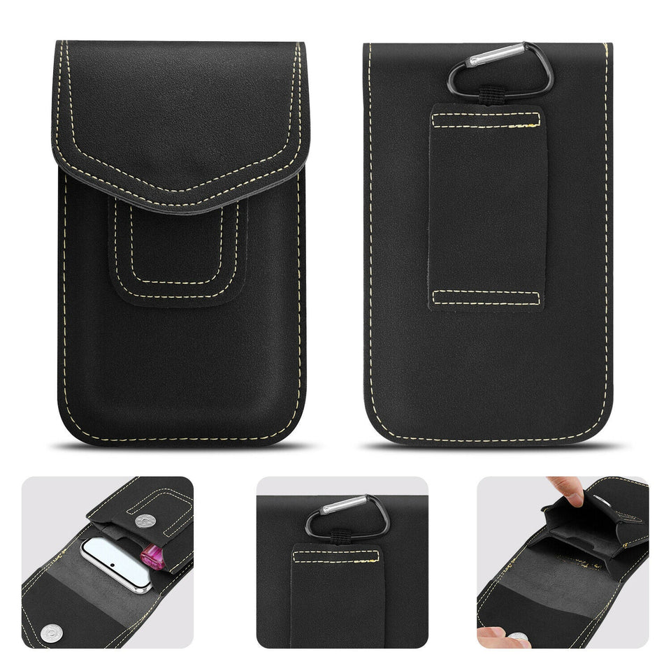 Cell Phone Holster Pouch Leather Wallet Holder Case Belt Loop For iPhone Samsung