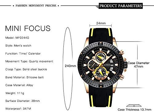 Relojes De Hombre Men's Watch Quartz Sport Chronograph Silicone Band Luxury