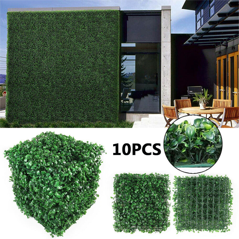 10pcs Artificial Boxwood Panels Topiary Hedge Plant Privacy Grass Panel 10"x10"