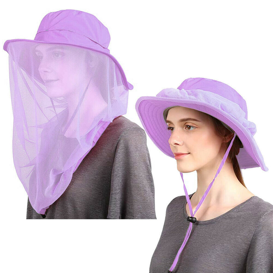 Outdoor Mosquito Head Face Net Hat Sun Bee Insect Bug Protection Hidden Mesh Cap