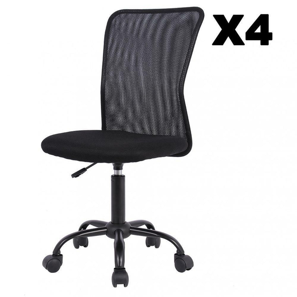1/2/3/4 Pcs Mid-Back Mesh Office Chair Computer Task Swivel Seats, Black/Pink