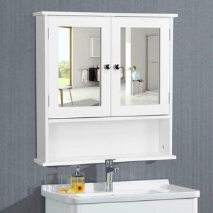 Bathroom Wall Mounted Cabinet Shelf Bath Kitchen Mirror Door Storage Organizer
