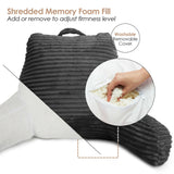 Cut Plush Striped Reading Pillow Shredded Memory Foam Bed Rest Pillow with Arms