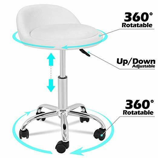 USED Adjustable Height Hydraulic Rolling Swivel Stool Spa Salon Chair with Back  758277364041