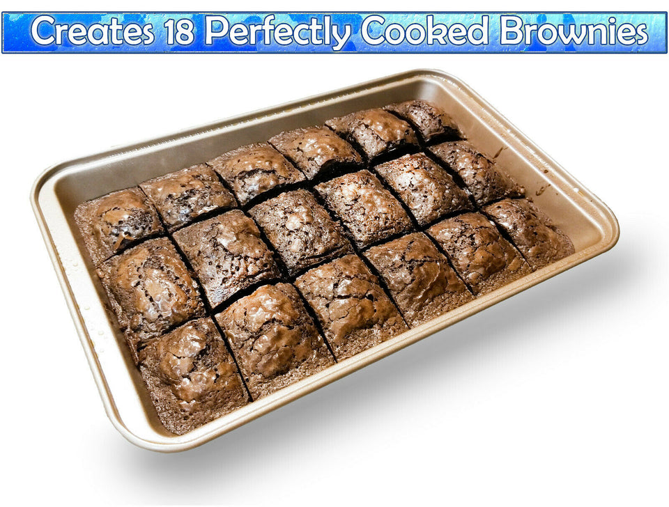 Perfect Copper Brownie Pan W/ Slicer Dividers Nonstick Baking Pan 18 Precut 12x8