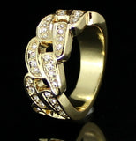 Mens Cuban Link Pinky Ring Icy Cz Band 14k Gold Plated Hip Hop Jewelry