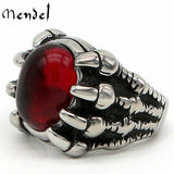 MENDEL Mens Onyx Dragon Claw Red Ruby CZ Ring Band Men Stainless Steel Size 7-15