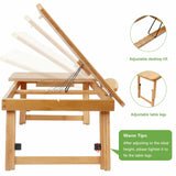 Hiveseen Bamboo Laptop Bed Desk Table Tray with Foldable Pull Down Legs and Stor