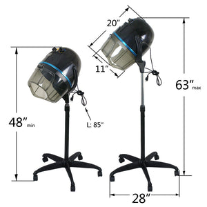 Professional 1300W Adjustable Hooded Floor Hair Bonnet Dryer Stand Up W/Wheels 700161263527