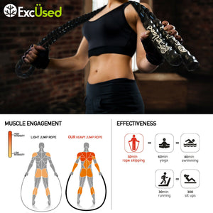 Heavy Weighted Battle Exercise Training Jump Rope Men Women Total Body Work Out
