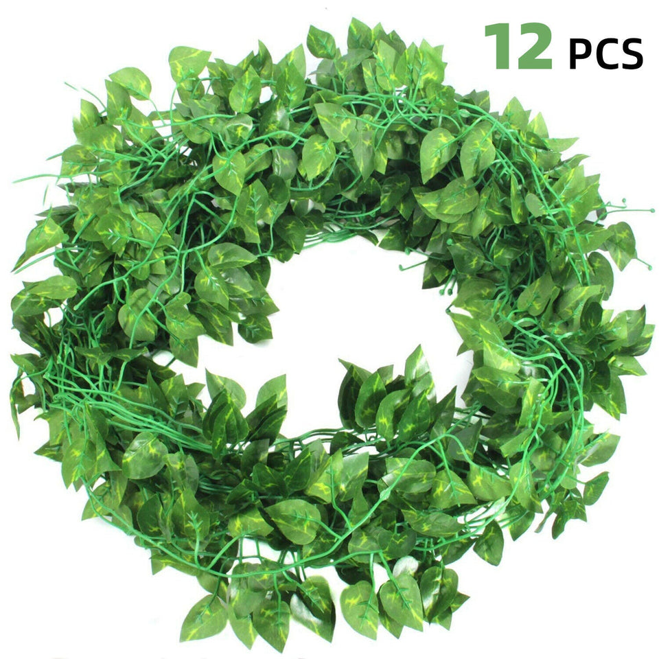 12 PCS Fake Ivy Leaves, Artificial Greenery Vines For Decor, Room Decor Garland