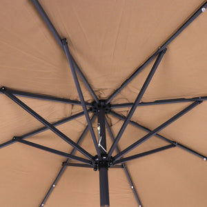10FT Patio Solar Umbrella 32LED Patio Market Steel Tilt W/ Crank Outdoor New 757510717088