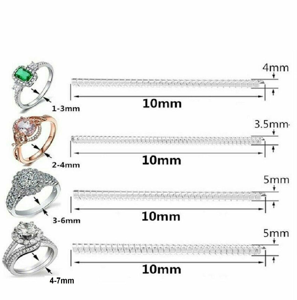 4-Pack Ring Size Adjuster Invisible Clear Ring Sizer Jewelry Fit Reducer Guard