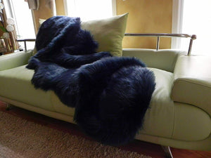 Sheepskin Luxury Rug Fluffy Soft Faux Fur Area Rug  Floor Dark Blue 2x6ft FLUFFY