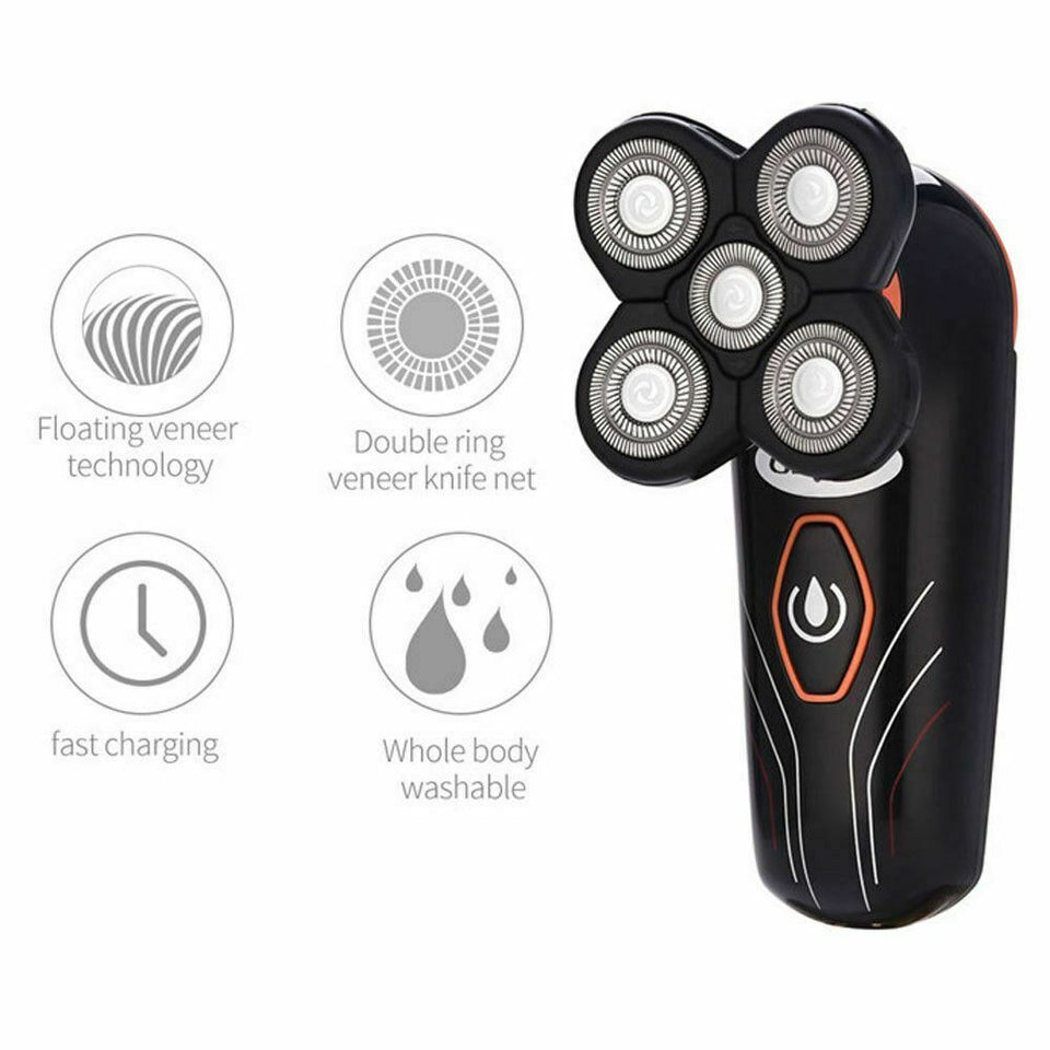 Rechargeable 5 Head Floating Men Electric Shaver Beard Hair Trimmer Bald Razor