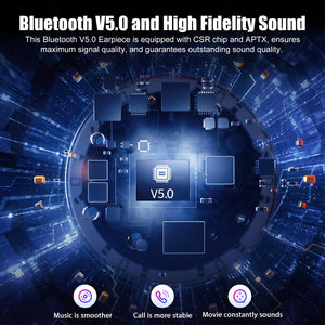 Wireless Bluetooth 5.0 Earpiece Headset Driving Trucker Earbuds Noise Cancelling