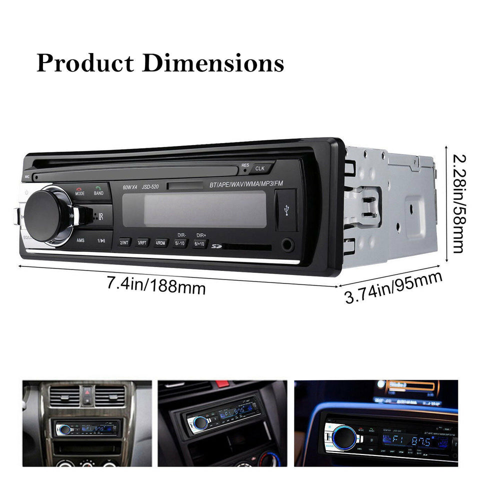 Bluetooth Car Stereo Audio In-Dash FM Aux Input Receiver SD USB MP3 Radio Player