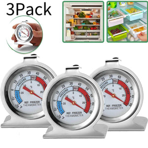 3X Stainless Steel Dial Thermometer Temperature Gauge for Refrigerator/ Freezer