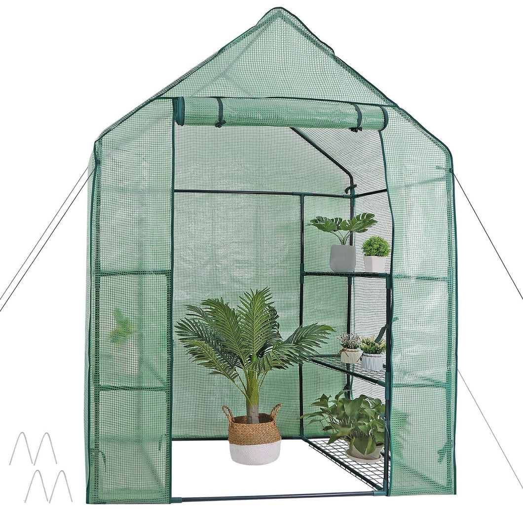 Mini 6 Shelves 3 Tiers Walk In Door Outdoor Green House for Planter Portable 758277385909
