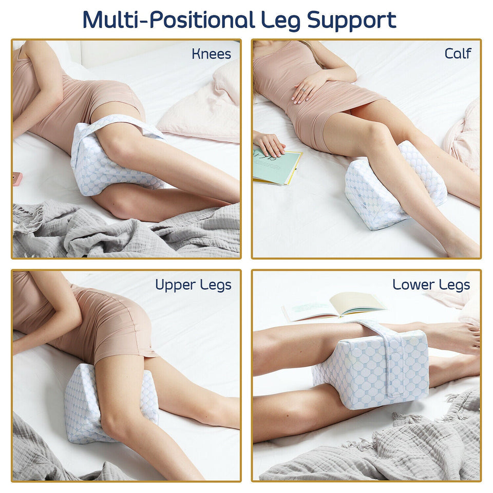 Memory Foam Knee Leg Pillow for Side Sleepers Knee Pain and Hip Pain with Strap 840073697659