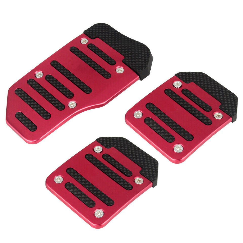 3 PCS Red Car Universal Non-Slip Manual Transmission Brake Foot Pedal Pad Cover