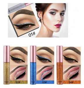 10 Colors GLITTER Waterproof Eyeshadow Liquid Eyeliner Makeup Shimmer Metallic