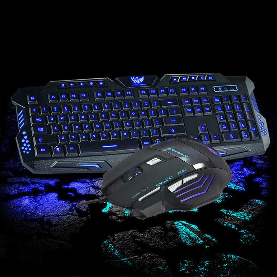 3 colors LED Illuminated Backlight USB Wired Gaming Keyboard for Gaming Play