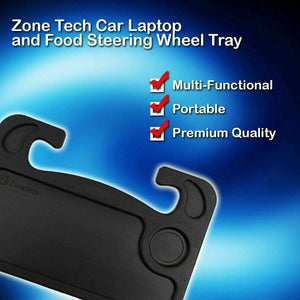 Zone Tech Black Car Laptop - and Food Steering Wheel Tray Organizer Holder