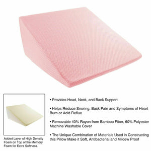 11 Inch High Wedge Incline Memory Foam Pillow for RLS Acid Reflux Reading Bed