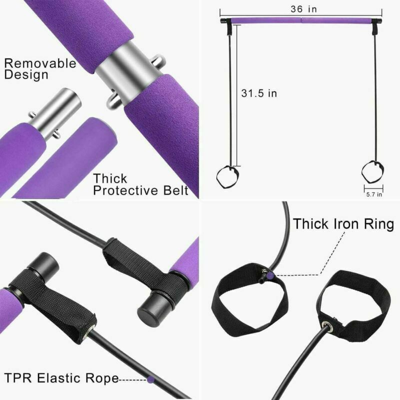 Pilates Bar Exercise Kit Portable Gym Band Fitness Yoga Toning Resistance Stick