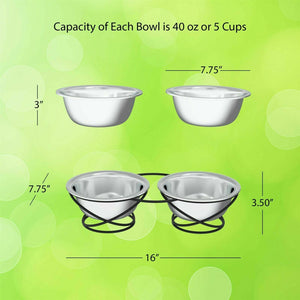 40 Oz Elevated Pet Dog Cat Stainless Steel Bowls Decorative Stand Food Water 193420442595
