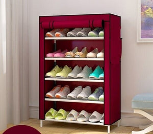 6 Layer 5 Shelf Shoes Cabinet Storage Organizer Shoe Rack Dustproof Standing
