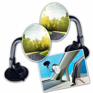 Zone Tech 2 Adjustable Round Blind Spot Mirror Long Arm Suction Angle Rear Lens