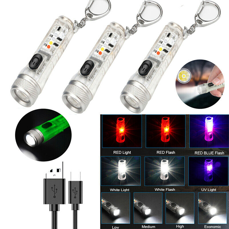Mini Torch with Buckle UV Red LED Flashlight Tactical Keychain Pocket Emergency