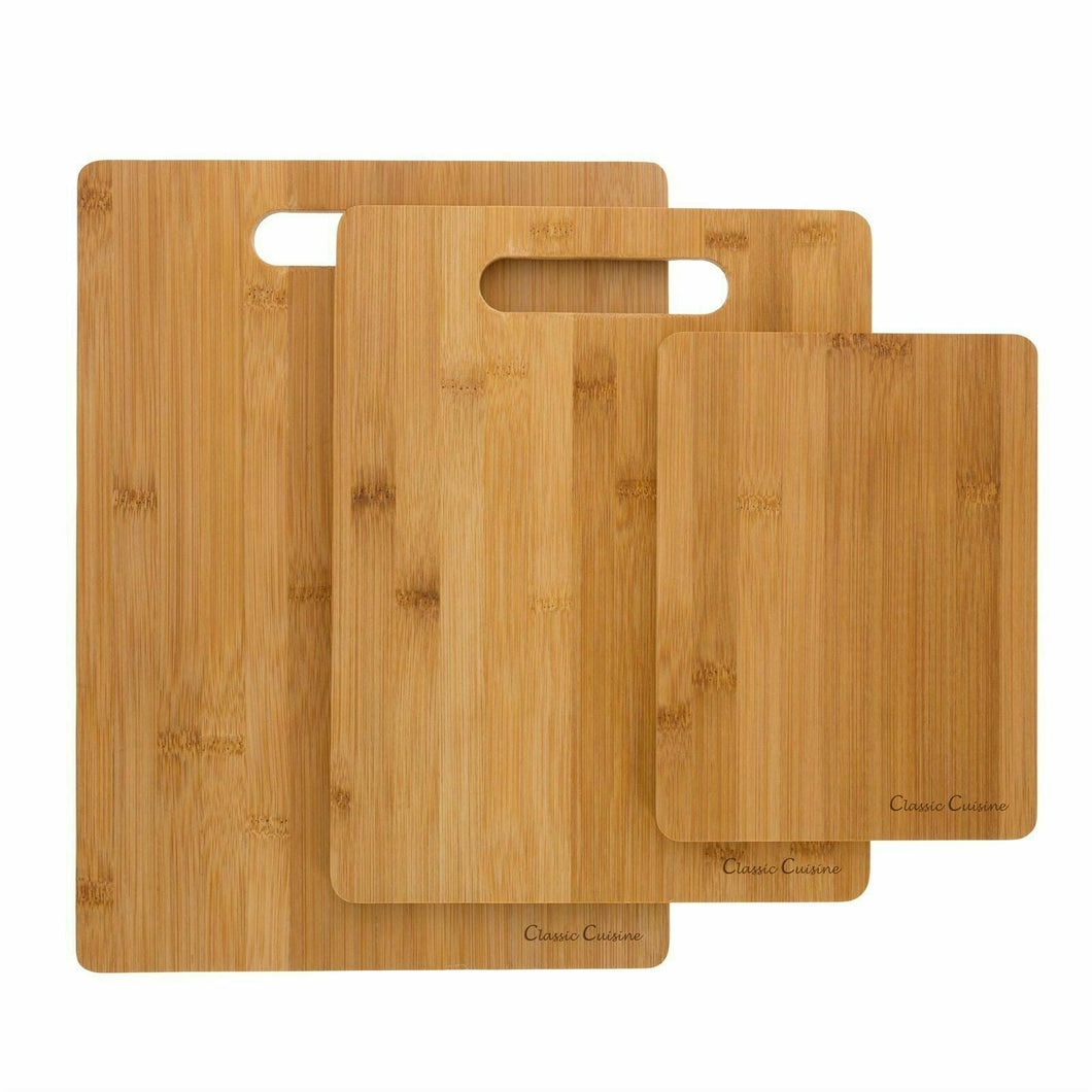 3 Bamboo Cutting Boards Antibacterial Chopping Carving Wooden Serving Board