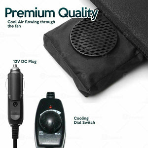 Zone Tech 2x Black Cooling Car Seat Cushion Cooler 12V Adjustable Temperature