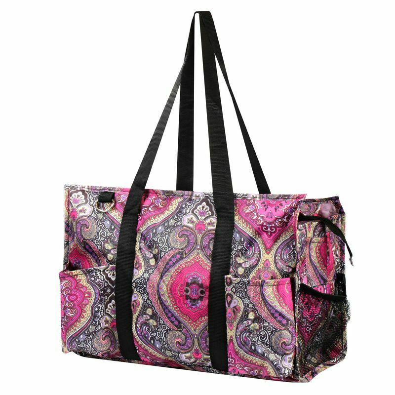 Utility All Purpose Shopping Travel Laundry Tote Bag Purple Paisley for Women
