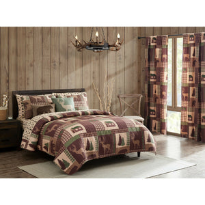 King, Queen, or Twin Quilt Set Rustic Cabin Lodge Deer Bear Coverlet Bedspread