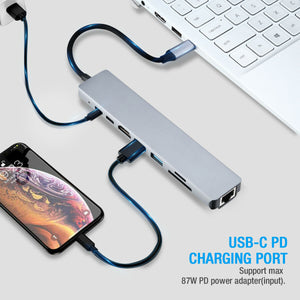 8 in 1 USB C Hub MacBook Type CHDMI-compatible Thunderbolt 3 Adapter Dock Power