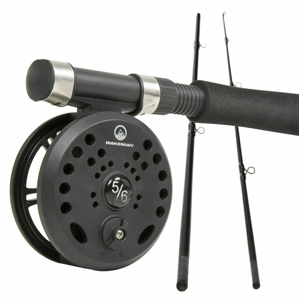 Wakeman 3 Piece 8 Feet Long Fly Rod and Reel with Carrying Case Fishing 886511956315