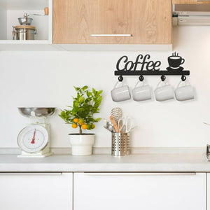 Coffee Mug Holder Wall Mounted Coffee Bar Decor Sign Coffee Cup Rack Hanging  733569035045