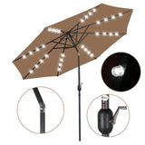 9Ft Patio Solar Umbrella Market Table Garden Umbrellas W/32LED Lights Tilt Crank 785249699740
