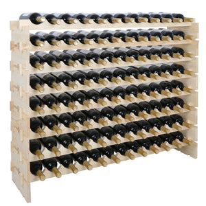 96 Bottles Holder Wine Rack Stackable Storage 8 Tier Solid Wood Display Shelves 700161293210