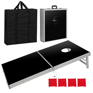 Aluminium Cornhole Pro Regulation Size Bean Bag Toss Game Set (Black) 4 x 2FT 757510717071