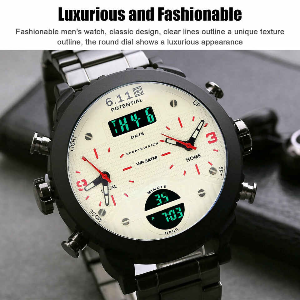 Waterproof Men's Wrist Watch Analog Quartz Digital Business Stainless Steel New