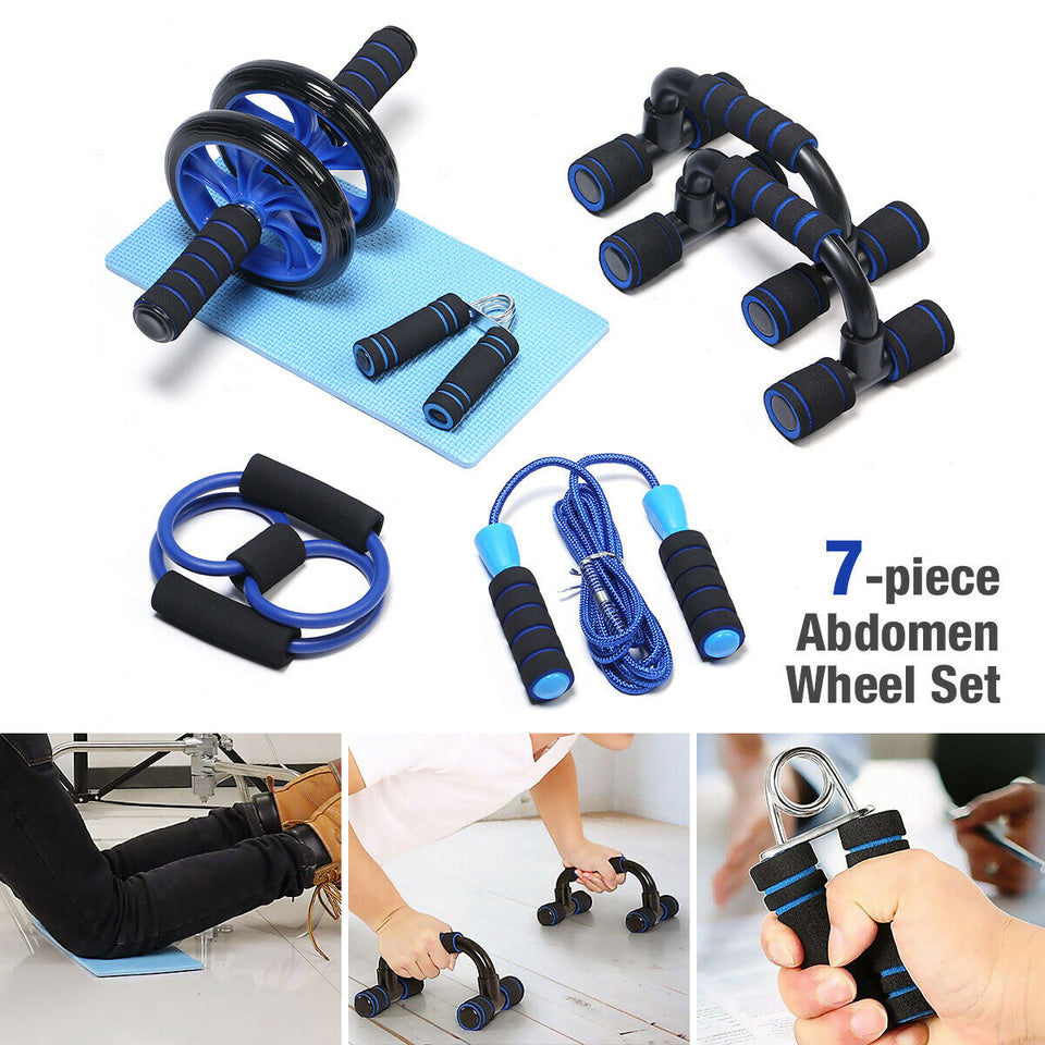 7-in-1 AB Wheel Roller Workout Kit For Abdominal Exercise Home Gym Fitness